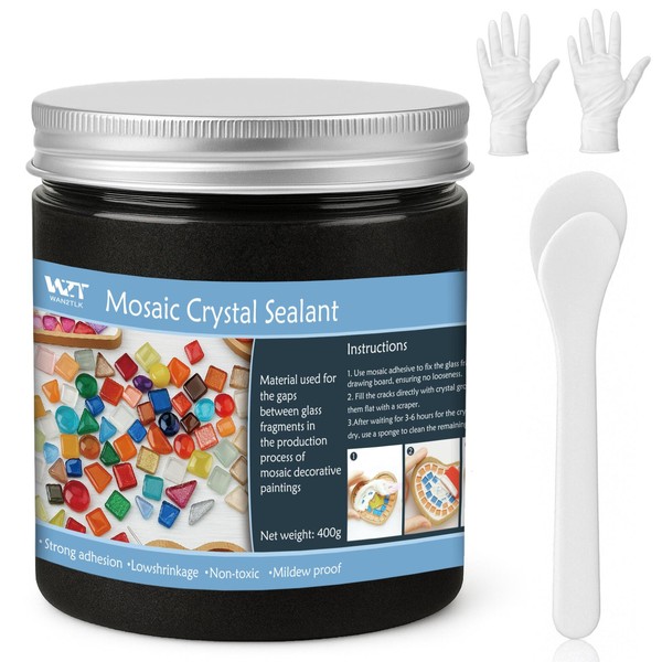 WAN2TLK Black Mosaic Crystal Grout 400g, No Need to add