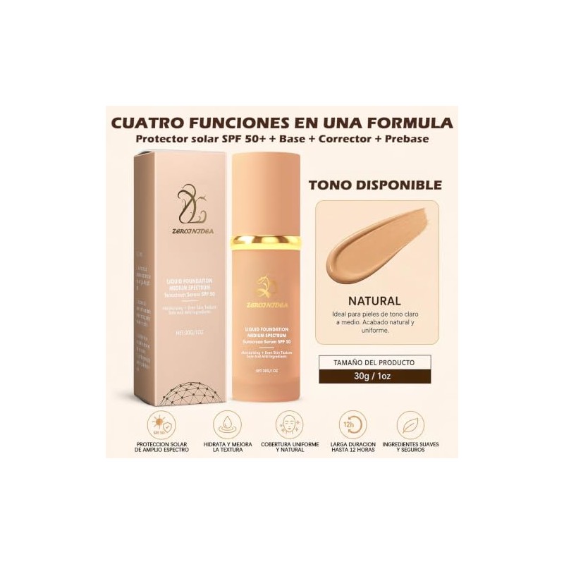 3Pcs Biomimic Foundation 4 en 1,base de maquillaje alta cobertura,SPF