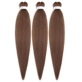 BALINGHAIR Brown Braiding Hair Pre Stretched Kanekalon Braids Hair Extensions 20 Inches(30#-3Pcs)