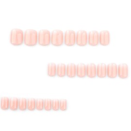 Hkanlre Medium Nude Press on Nails Cute Fake Nails Tips Full Cover Square False Nails Gradient for Women 24PCS