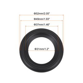 sourcing map 2 Pcs 2 Inch Rubber Speaker Edge Surround Rings 31x52mm(IDxOD) Perforated Subwoofer Rings Replacement Parts for Speaker Repair or DIY,Black