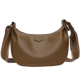 Micmores Genuine Leather Crossbody Bags for Women, Soft Pebble Leather Shoulder Purse Medium Handbag for Work, Travel (Coffee)