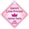 Nanny's Little Princess On Board Car Sign New Baby /
