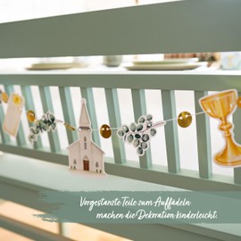 Papierdrachen - Festive garland for DIY - great decoration for christening, communion, confirmation, confirmation or other occasions - eucalyptus - set 1