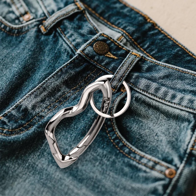 lasuroa Silver Cool Carabiner Clip, Zinc Alloy Unique Irregular Shaped