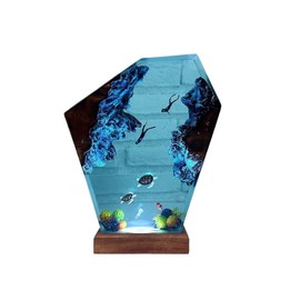 MACADAM Diver Resin Ocean lamp, Ocean Resin Night Light, Handmade Home Decor Bedside Nightlight, Office, Desk or Living Room Decor (Diver 2, 10 inches)