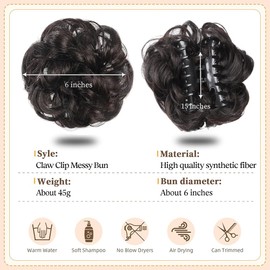 XFSRG Real Hair Extensions, High-Quality Bun Hairpiece with Clip, Perfect for Elegant Updos and Everyday Use, Natural Look (Black B)