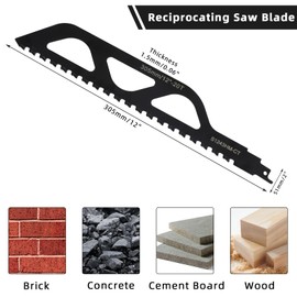 Reciprocating Saw Blade Stone, Carbide Steel Saw Blades, Wood Stone Saw Blade for Reciprocating Saws, Stone Saw for Aerated Concrete, Concrete, Einhell, Bosch (305 mm)