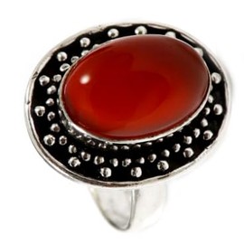 JEWELSTREZORO Karneol Edelstein-Bandring für Herren und Damen, alle Größen, 925er-Sterlingsilber, handgefertigter Geschenkartikel, Schmuck TSR195E_66 (21.0)