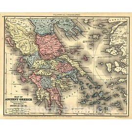 Historic Map - 1864 Map of Ancient Greece - Vintage Wall Art - 24in x 18in