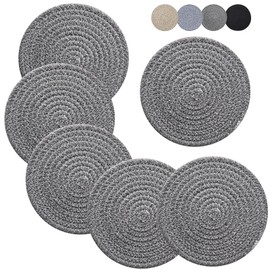 Coga 8" Trivets for Hot Dishes, Hot pots and Pans, 6 Pack Heat Resistant Hot Pads, Pot Holders for Kitchen, Hot Plate Mats for Table and Countertops, Farmhouse Decor Home Kitchen Essentials, G-White