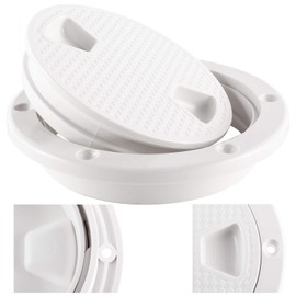 YaeMarine 2 Packs 4" Boat Deck Cover, Round Inspection Hatch, Deck Plate Access Lid, RV (White)