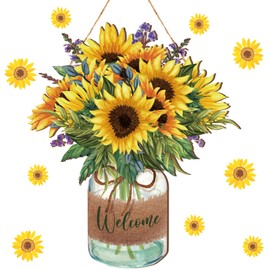 Welcome Sign Summer Door Sign Sunflower Wooden Farmhouse Home Sign Welcome Sign for Summer Front Door Porch Farmhouse Outdoor Home Ornaments