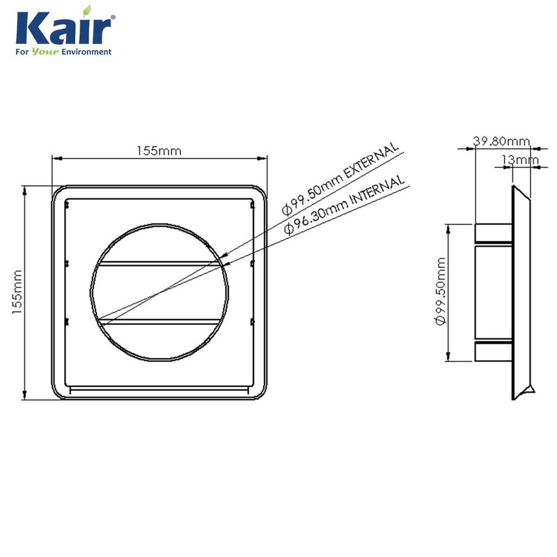 Kair Brown Gravity Grille 155mm External Dimension with 100mm -