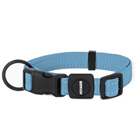 Best Pet Supplies Reflective Dog Collar with Adjustable Length, Heavy-Duty Buckle, and Strong Leash D-Ring, Training, Walking, Jogging Accessory for Small, Medium, and Large Breeds - Baby Blue, M
