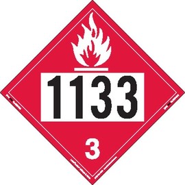 Labelmaster ZRV21133 UN 1133 Flammable Liquid Hazmat Placard, Rigid Vinyl (Pack of 25)