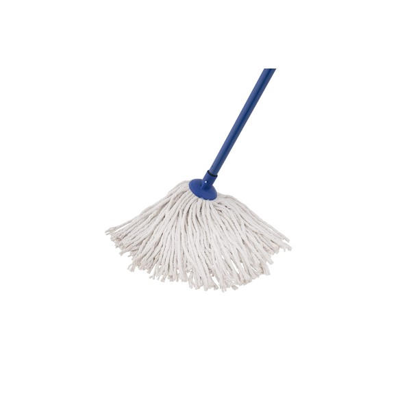 Superio String Mop Cotton Mop for Hardwood Floor Cleaning Self Wringing Mop for Home, Kitchen, Bath, Office Cleaning, Blue Heavy Duty Mop Commercial/Industrial, 10” Strings with 48” Aluminum Handle