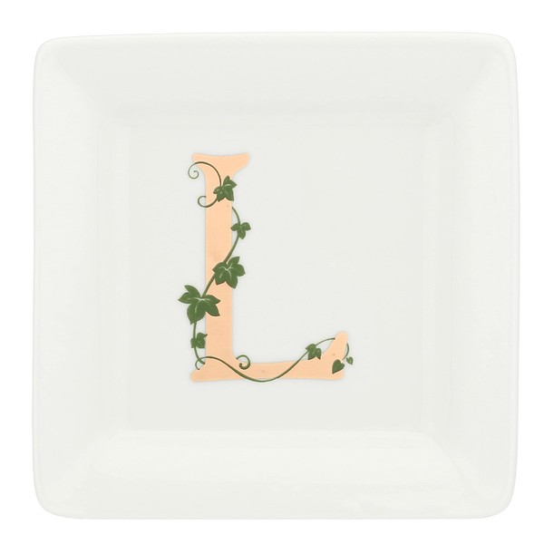 La Porcellana Bianca – Square Letter L Saucer – Home Decor, Kitchen – Adorated Line – Gift Idea – Porcelain – 10 x 10 x H 1.5 cm
