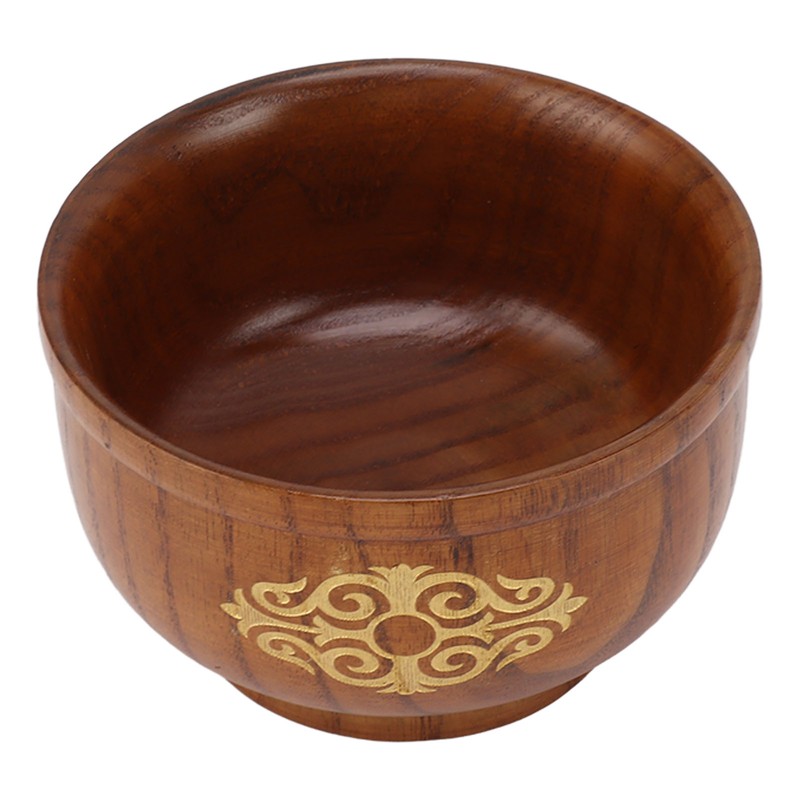 Wooden Rice Bowl Jujube Wood Anti Scald Exquisite Elegant Round