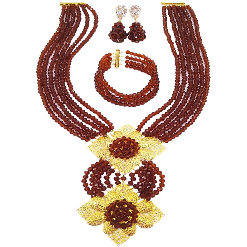 aczuv Fashion African Bead Necklace Nigerian Beads Wedding Jewelry Sets