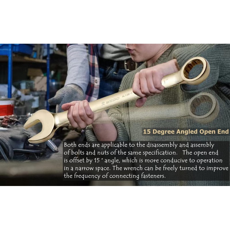 WEDO Non-Sparking Combination Wrench, Spark-free Safety Combination Spanner, Aluminum Bronze,