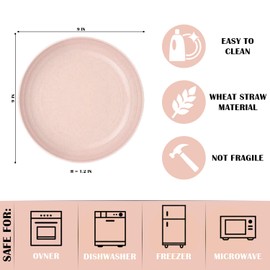 Wheat Straw Dinner Ware Plates 8.9 inch - Microwave Dishwasher Safe & Reusable, Lightweight & Recycled Outdoor Picnic Eating - Eco-Friendly BPA Free for Kids (4 Pack)