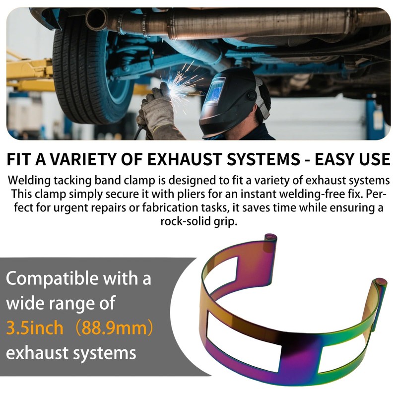 3.5 Inch (88.9MM) Stainless Steel Exhaust Clamp Tacking Band Clamp-On