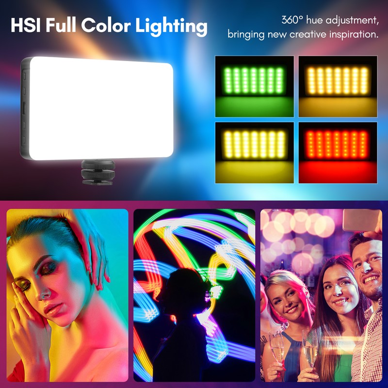 Pocket RGB Video Light Kit LED Fill Light 2500K-9000K Dimmable