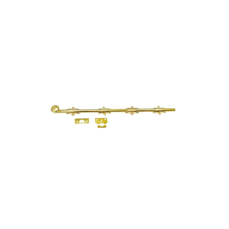 QCAA Solid Brass Dutch Door Bolt, 36", Polish Brass Lacquered,