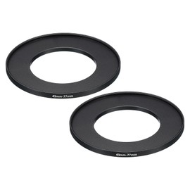 PATIKIL 49mm-77mm Metal Step Up Ring, 2 Pack Camera Lens Filter Adapter Ring Aluminum Filter Adapter Ring for Camera Lenses Hood, Black