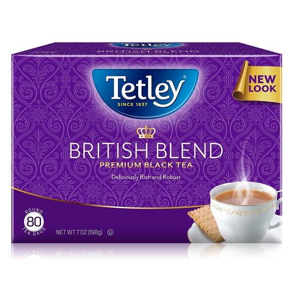 Tetley British Blend Premium Black, 80-Count Tea Bags, 7 Ounce, (Pack of 6) (Packaging may vary)
