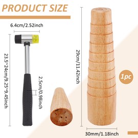 PH PandaHall Oval Bracelet Mandrel for Jewelry Making, Wooden Bracelet Mandrel Sizer Bracelets Mandrel Bangle Shaper Tool Wire Wrapping Tool with Rubber Hammer for Jewelry Crafts Making and Repair