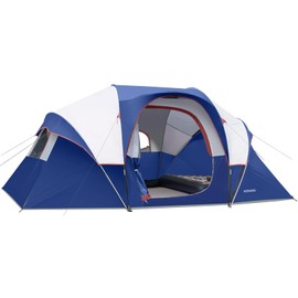 HIKERGARDEN 10 Person Camping Tent - Portable Large Family Tent for Camp, Windproof Fabric Dome Tent Outdoor for Hiking, Backpacking, Traveling (Navy Blue)
