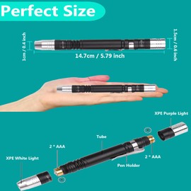 MODOAO Pen Light Flashlight, 3 Pack 2 in 1 White/Purple Clip Dual Color Pen Light Detector for Leaks, Pet Urine, Scorpion, Hotel Inspection, Dry Spots and Bed Bugs