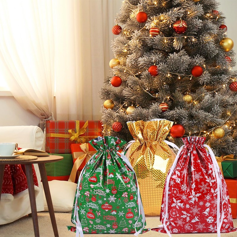 43 * 58cm Large Size Xmas Drawstring Present Wrapping Bag,