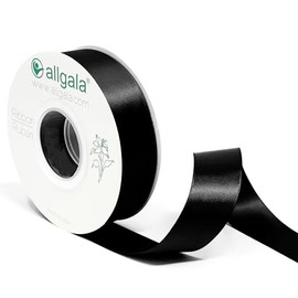 Allgala Double Sided Polyester Satin Ribbon 25 Yard Continuous Spool for Wedding, Bridal, Baby Shower, Gift Packing, Decoration (Black,1"x25 yd) RB57102