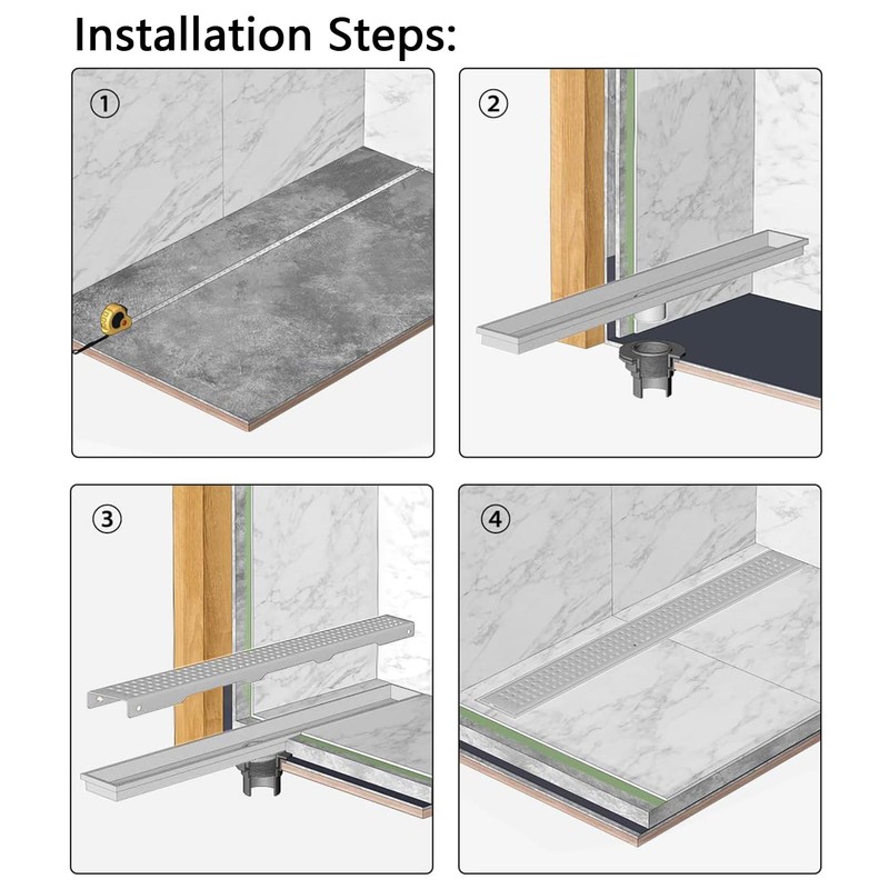 Uni-Green 36 inch Linear Shower Drain with Leveling Feet -