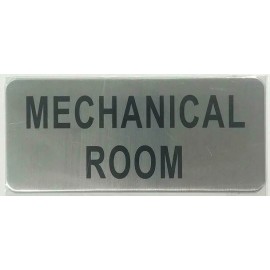 BUILDINGSIGNS.COM MECHANICAL ROOM SIGN (BRUSHED ALUMINUM,3x8)-