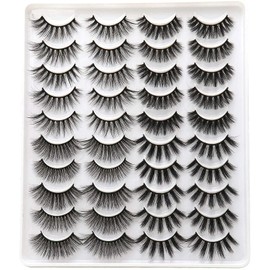 20 Pairs False Eyelashes 4 Styles Long Dramatic Fluffy Lashes Pack 3D Volume Faux Mink Lashes Packs