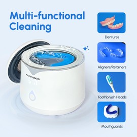 AlignerCo Ultrasonic Retainer Cleaner Machine – 45kHz Deep Cleaning – 200ml Capacity – Dental Aligner & Denture Cleaner – Chemical Aligner Cleaner wihout Chemicals – Dual Cleaning Modes