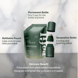 Veri Natural Deodorant Refillable Brightening Roll-On For Dark & Smelly Armpit 100% Natural 8周内肌肤亮白, 8 小时狐臭防护