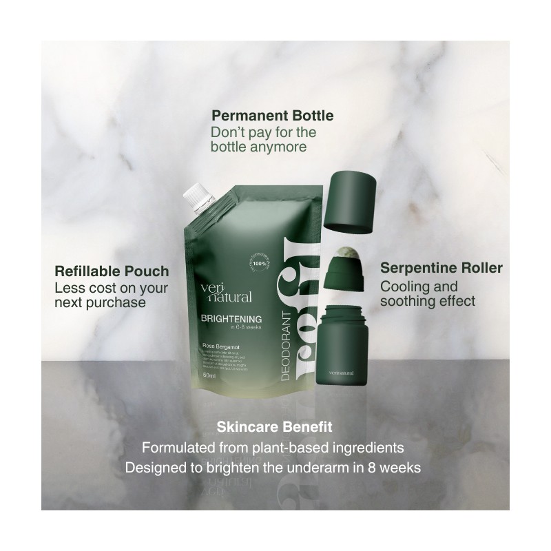 Veri Natural Deodorant Refillable Brightening Roll-On For Dark & Smelly