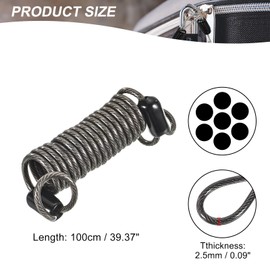 MECCANIXITY Disc Security Steel Cable Lock, Safety Cable Flexible Wire Rope Luggage Lock 3.3feet 2.5mm Vinyl Coated Braided Steel with Double Loop for Bike Bicycle U-Lock Padlock Black