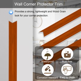 3 Pcs 49" Wall Corner Protector Trim, Walnut Wood Grain Edge Strip for Door and Window Frames Mirror Trim Backsplash Tile Edge (Walnut)