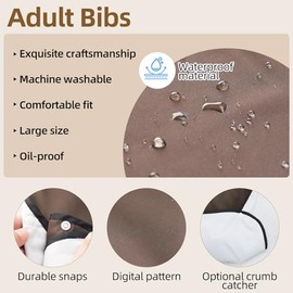 Baberos para adultos para hombres, paquete de 4 unidades de 18 x 30 pulgadas, reutilizables, impermeables, con receptor de migas opcional, baberos par