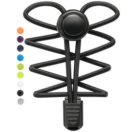 Stepace [2 Pairs] No Tie Elastic Shoe Laces for Adults and Kids - One Size Fit All Solid Black