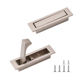 UFURMATE Flush Mount Door Pull, 2PCS Zinc Alloy Pocket Door Handle Nickel Flush Mount Pocket Door Hardware Pocket Door Edge Pull for Closet Pocket (80 * 22mm)