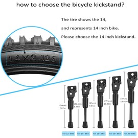 ZSFLZS Bike Kickstand for 12 14 16 18 20 Kids Bike Stand Bicycle Support Rack (For 14" bike)