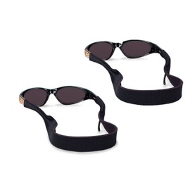 Croakies Kids Neoprene Elastic Eyeglass and Sunglass Retainer / Strap For Children, Black (2 Pack)