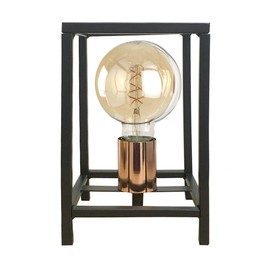 ONLI Urban Floki Style Metal Table Lamp Black and Copper Lamp Holder 14 x 14 cm Height 23 cm